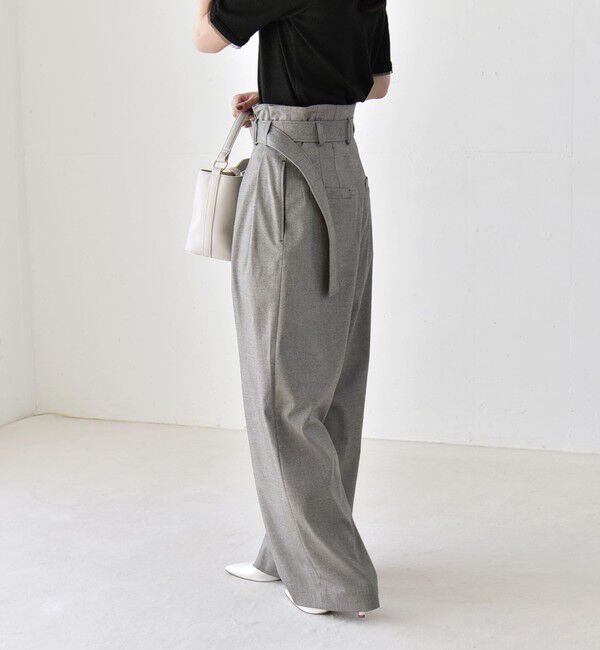 quaranciel「《一部追加予約》quaranciel:〈洗濯機可能〉ハンサム ハイウエスト ベルト ワイド パンツ」|その他|