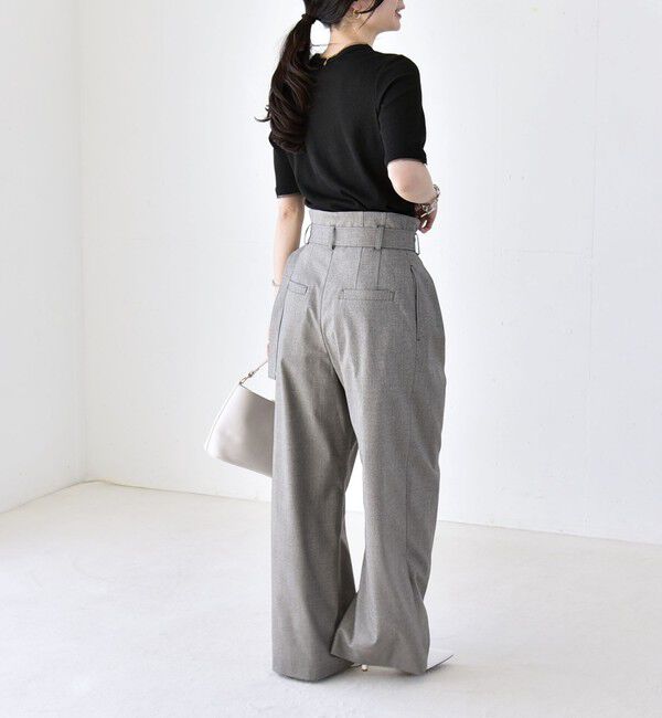 quaranciel「《一部追加予約》quaranciel:〈洗濯機可能〉ハンサム ハイウエスト ベルト ワイド パンツ」|その他|