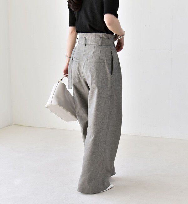quaranciel「《一部追加予約》quaranciel:〈洗濯機可能〉ハンサム ハイウエスト ベルト ワイド パンツ」|その他|