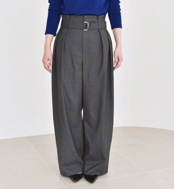 quaranciel「《一部追加予約》quaranciel:〈洗濯機可能〉ハンサム ハイウエスト ベルト ワイド パンツ」|その他|