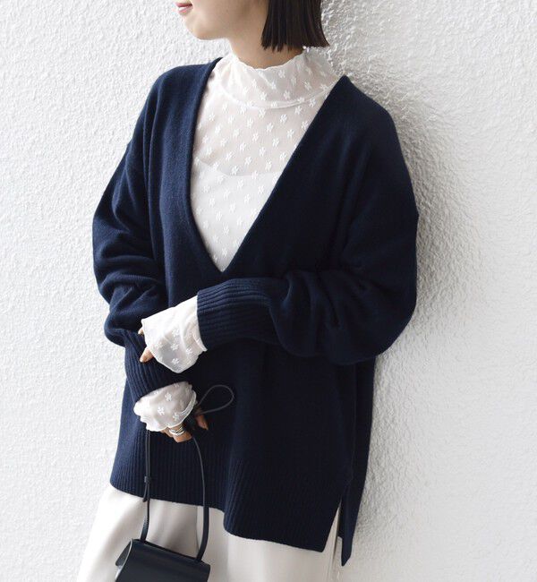 SHIPS for women「〈手洗い可能〉フラワー チュール ハイネック プルオーバー」|Tシャツ・カットソー|