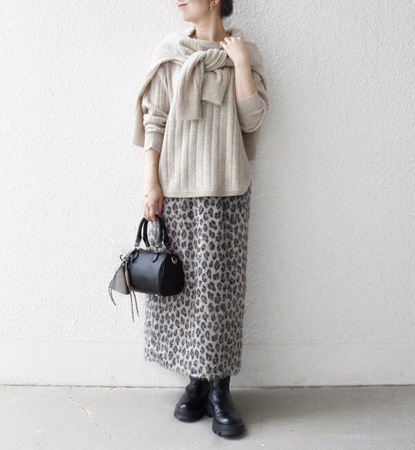 SHIPS any「SHIPS any:〈手洗い可能〉レオパード ジャカード Iライン イージー スカート」|タイト|