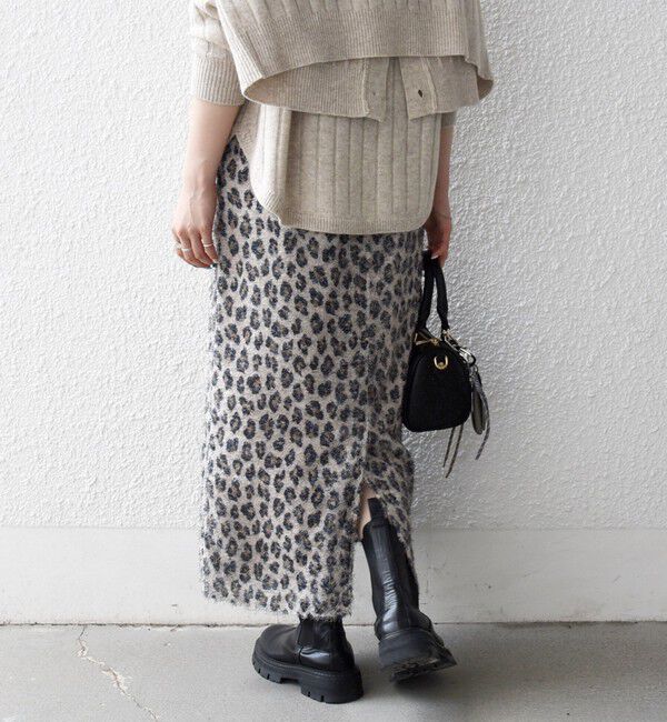 SHIPS any「SHIPS any:〈手洗い可能〉レオパード ジャカード Iライン イージー スカート」|タイト|