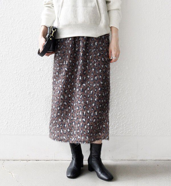 SHIPS any「SHIPS any:〈手洗い可能〉レオパード ジャカード Iライン イージー スカート」|タイト|ブラウン