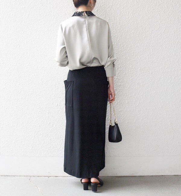 SHIPS any「SHIPS any:〈洗濯機可能〉サテン レースカラー ブラウス」|シャツ・ブラウス|