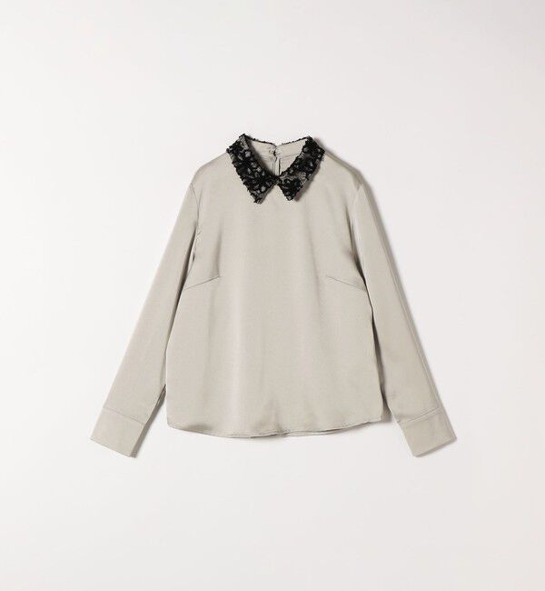 SHIPS any「SHIPS any:〈洗濯機可能〉サテン レースカラー ブラウス」|シャツ・ブラウス|