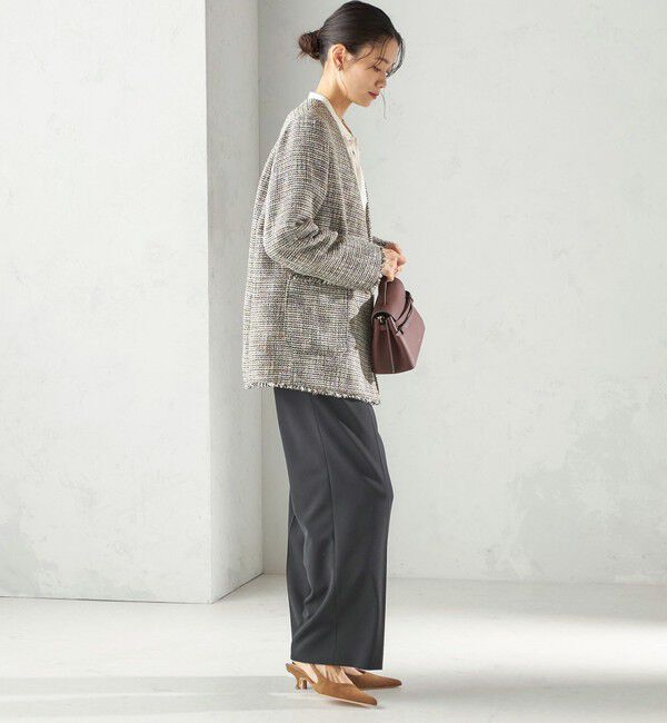 SHIPS for women「トライスピン 杢 ツイード カラーレス ジャケット（セレモニー対応可）」|ノーカラージャケット|