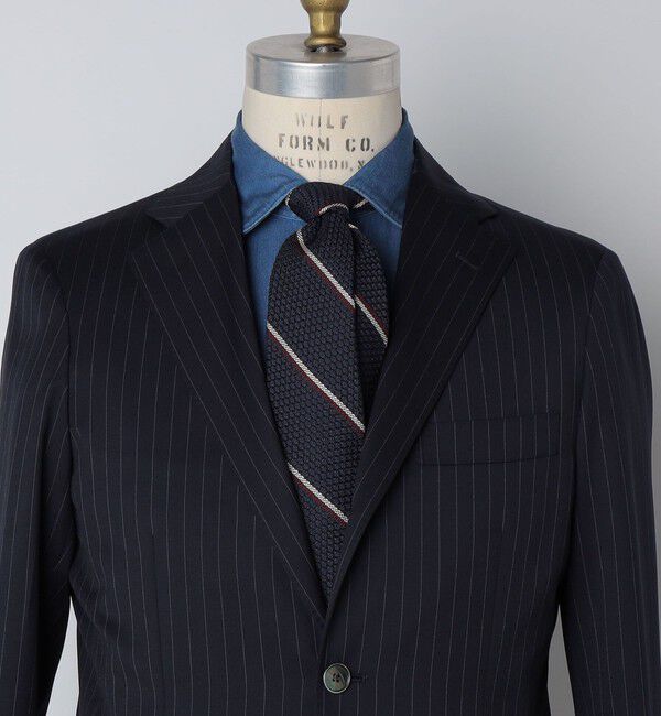 SHIPS「Puccini: シルク グレナディン リバース ストライプ ネクタイ」|ネクタイ・蝶ネクタイ|ネイビー