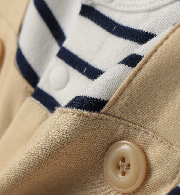 SHIPS KIDS「SHIPS KIDS:70～80cm / フェイク サスペンダー ロンパース」|ロンパース|