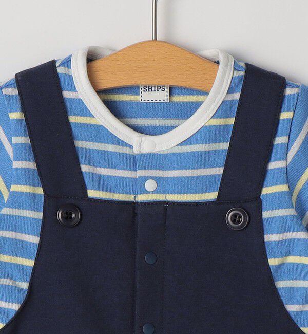 SHIPS KIDS「SHIPS KIDS:70～80cm / フェイク サスペンダー ロンパース」|ロンパース|