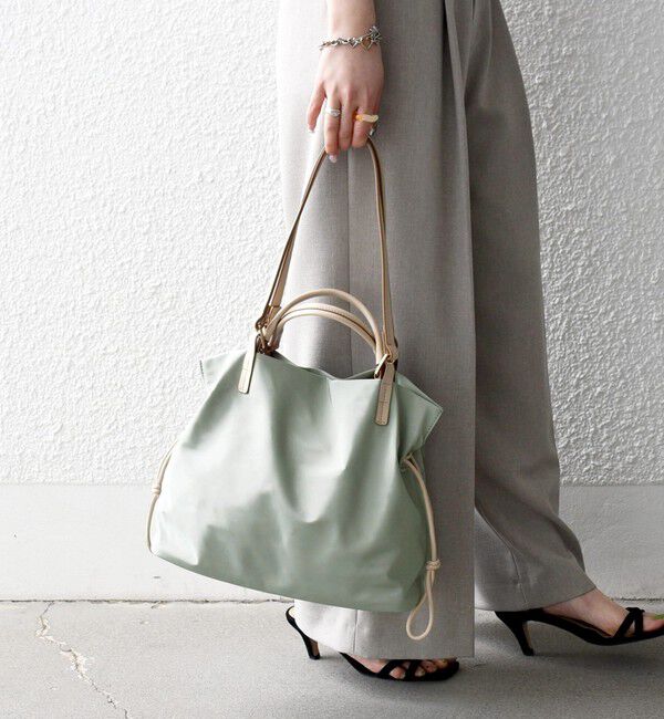 SHIPS any「《追加予約》SHIPS any: 2WAY バイカラー A4 ドロスト トート バッグ」|トートバッグ|ライトグリーン