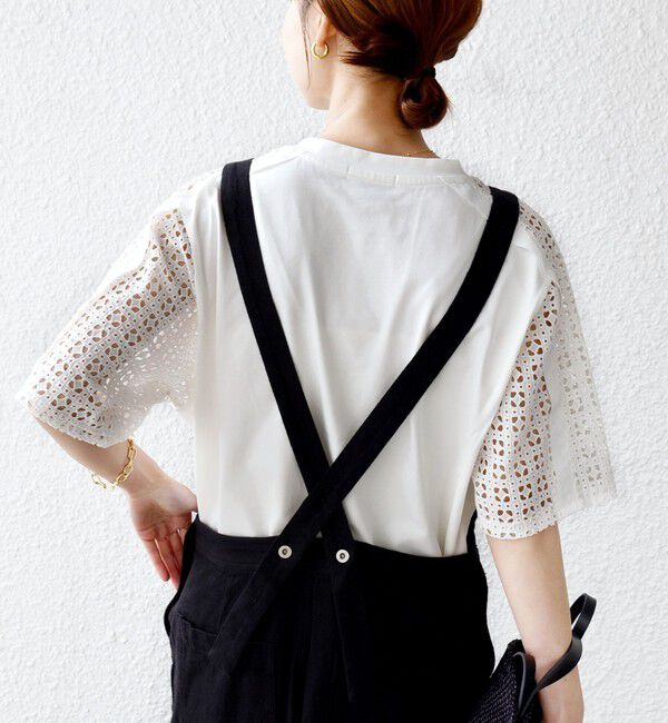 SHIPS for women「《予約》【WEB限定】〈手洗い可能〉レース コンビ ショート スリーブ カットソー」|Tシャツ・カットソー|