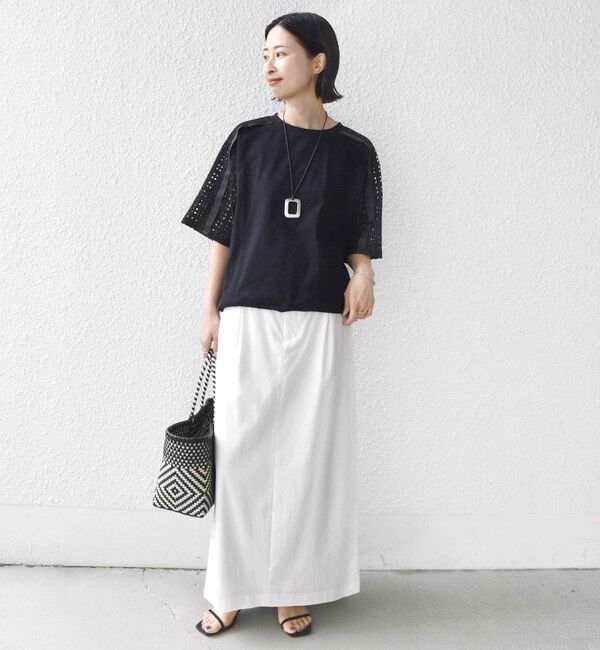 SHIPS for women「《予約》【WEB限定】〈手洗い可能〉レース コンビ ショート スリーブ カットソー」|Tシャツ・カットソー|