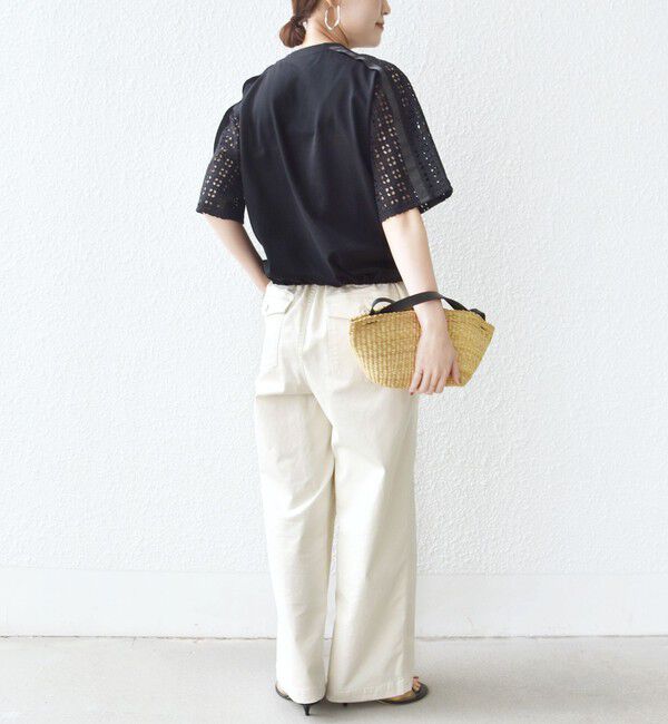 SHIPS for women「《予約》【WEB限定】〈手洗い可能〉レース コンビ ショート スリーブ カットソー」|Tシャツ・カットソー|