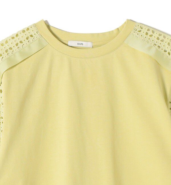 SHIPS for women「《予約》【WEB限定】〈手洗い可能〉レース コンビ ショート スリーブ カットソー」|Tシャツ・カットソー|