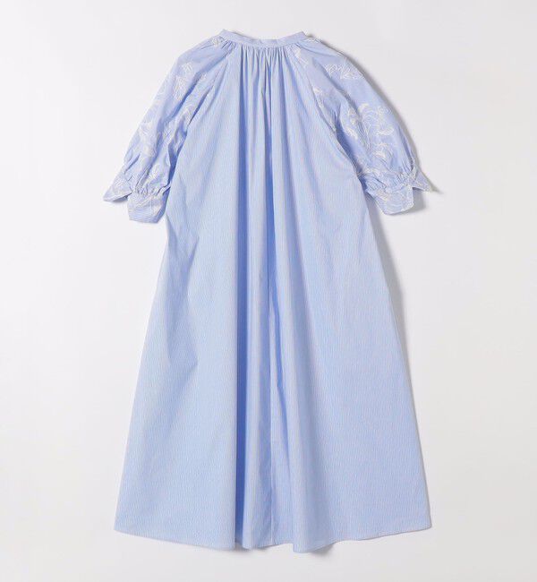 quaranciel「《予約》quaranciel:〈洗濯機可能〉ストライプ フラワー刺繍 スキッパー シャツ ワンピース」|ワンピース|