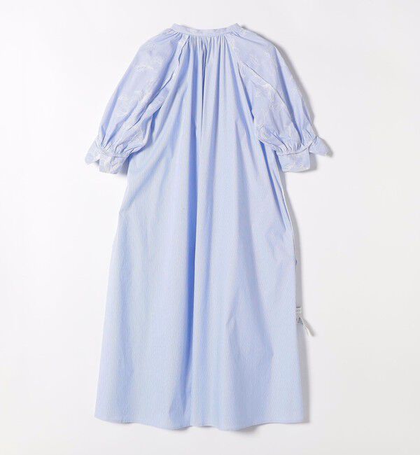 quaranciel「《予約》quaranciel:〈洗濯機可能〉ストライプ フラワー刺繍 スキッパー シャツ ワンピース」|ワンピース|