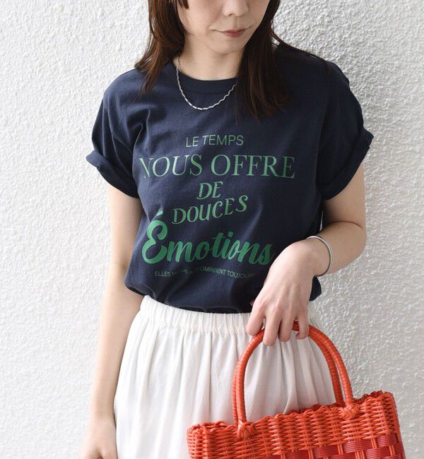 SHIPS Colors 「《予約》SHIPS Colors:〈洗濯機可能〉フロッキー コンビ プリント TEE◆」|Tシャツ・カットソー|ネイビー