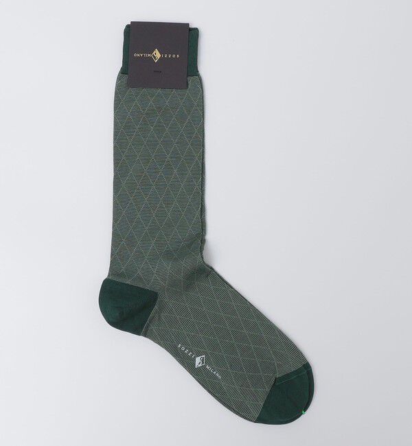 SHIPS「SOZZI: コットン シャドーアーガイルチェック ソックス」|ソックス|ライトグリーン