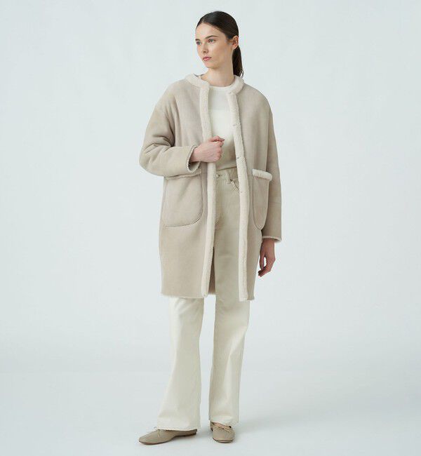 TOMORROWLAND collection「メリノムートン ノーカラーコート」|ノーカラーコート|