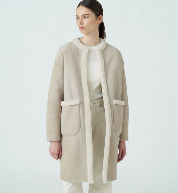 TOMORROWLAND collection「メリノムートン ノーカラーコート」|ノーカラーコート|