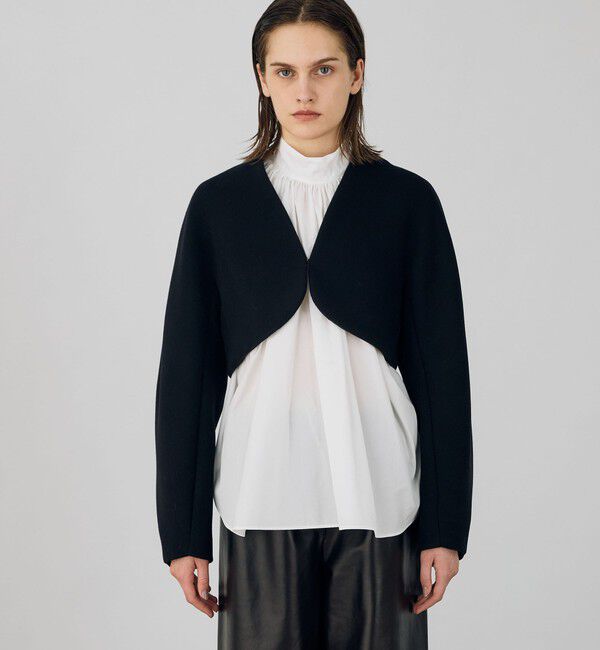 DES PRES「ウールモッサ ボレロジャケット」|ノーカラージャケット|