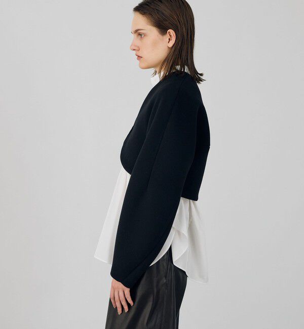 DES PRES「ウールモッサ ボレロジャケット」|ノーカラージャケット|