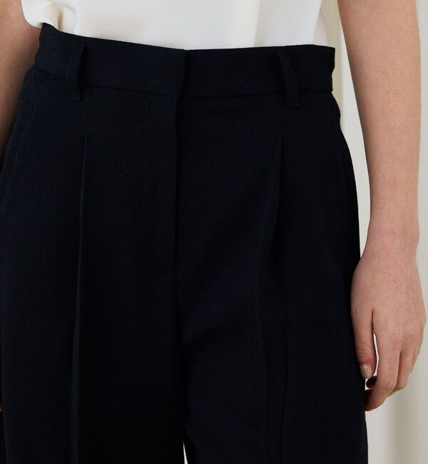 DES PRES「ウールジョーゼット コルセット付きタックワイドパンツ」|スラックス|