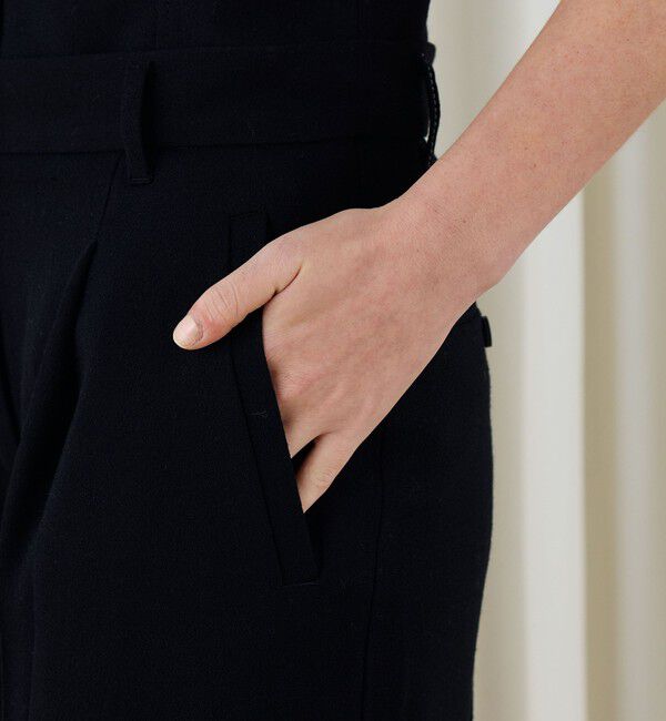 DES PRES「ウールジョーゼット コルセット付きタックワイドパンツ」|スラックス|