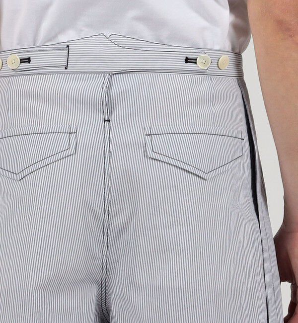 TOMORROWLAND MENS「コットンナイロンストライプ  2プリーツ ベルトレス ショートパンツ」|その他|