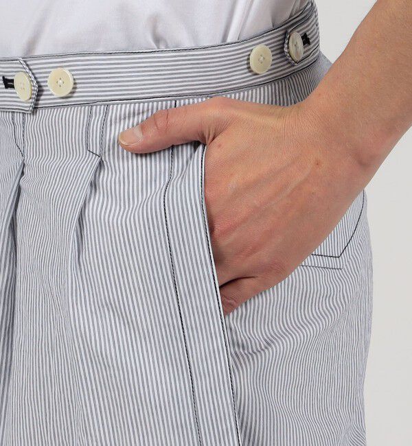 TOMORROWLAND MENS「コットンナイロンストライプ  2プリーツ ベルトレス ショートパンツ」|その他|