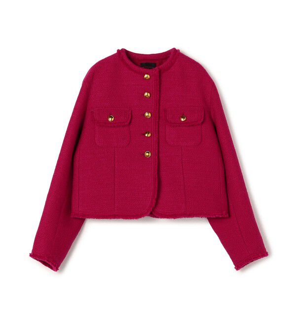 TOMORROWLAND collection「ブークレーファンシー クルーネックジャケット」|ノーカラージャケット|37 マゼンダピンク