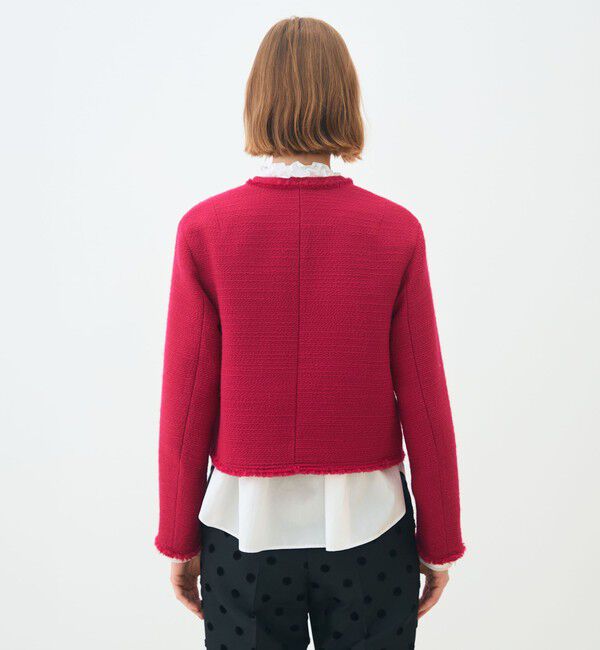 TOMORROWLAND collection「ブークレーファンシー クルーネックジャケット」|ノーカラージャケット|