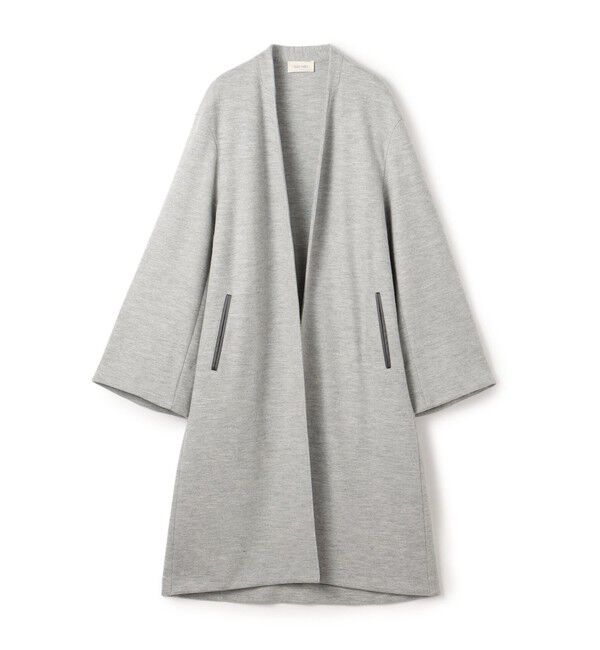 DES PRES「ニットコンビネーション ロングコート」|ノーカラーコート|15 グレー