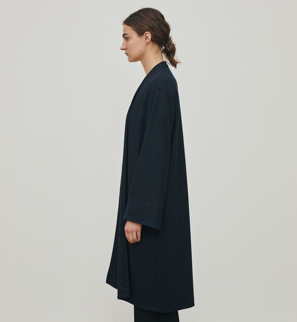 DES PRES「ニットコンビネーション ロングコート」|ノーカラーコート|