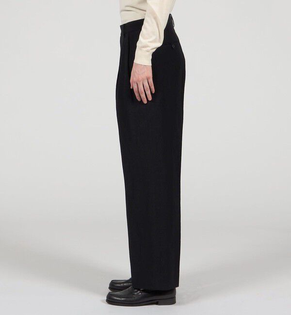 TOMORROWLAND MENS「ウールリネンコットン 2タックワイドストレートパンツ」|スラックス|