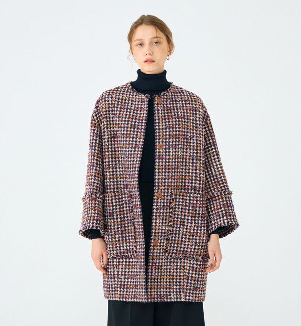 Ballsey「フィルムヤーンツイード コクーンコート」|ノーカラーコート|