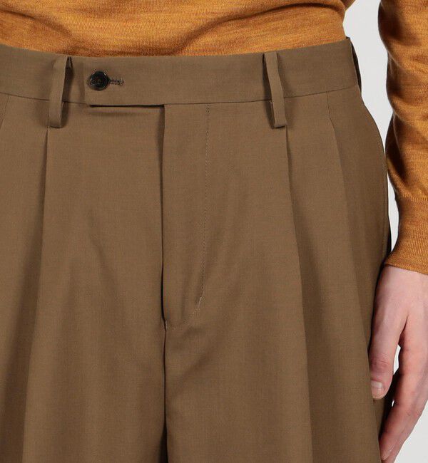 TOMORROWLAND MENS「SUPER120&rsquo;Sウール 2プリーツ ワイドストレート バレルパンツ」|スラックス|