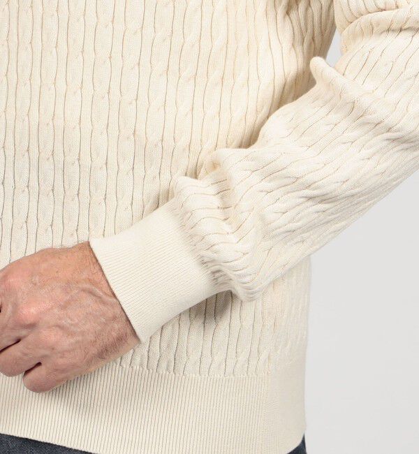 TOMORROWLAND MENS「コットンシルク Vネックプルオーバー ケーブルニット」|ニット・セーター|