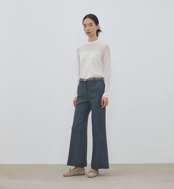DES PRES「ナチュラルストレッチウール セミフレアパンツ」|スラックス|