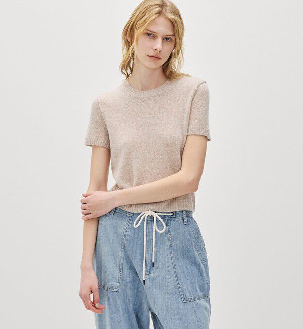 JAMES PERSE「ソフトフェザーウェイト カシミヤ ハーフスリーブニット WOKC3186」|ニット・セーター|