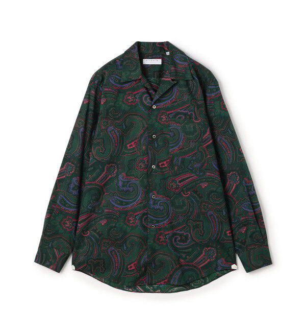 TOMORROWLAND MENS「コットン ペイズリープリント オープンカラー ロングスリーブシャツ」|シャツ・ブラウス|58 グリーン系