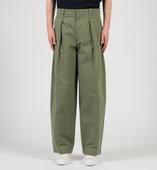 TOMORROWLAND MENS「コットンリネンスラブ 1プリーツカーブパンツ」|チノ|