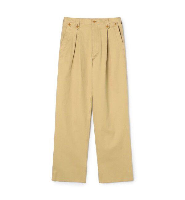 TOMORROWLAND MENS「60/2コットンギャバジン 1タックペグトップパンツ」|チノ|43 ベージュ