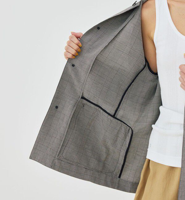 GALERIE VIE「リネンキュプラシルクコンパクト ノーカラージャケット」|ノーカラージャケット|