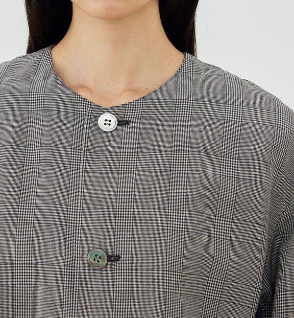 GALERIE VIE「リネンキュプラシルクコンパクト ノーカラージャケット」|ノーカラージャケット|