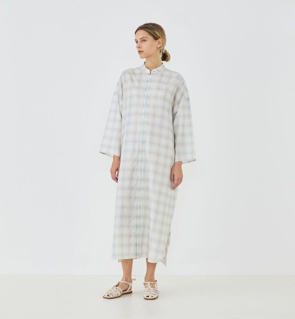 GALERIE VIE「サンライズオンブレチェック スタンドカラーワンピース」|ワンピース|