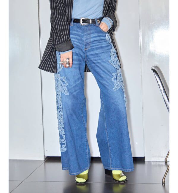  「TAAKK SCULPTURAL EMBROIDERY DENIM PANTS TA26SS-PT331：デニムパンツ」|デニム|ブルー A