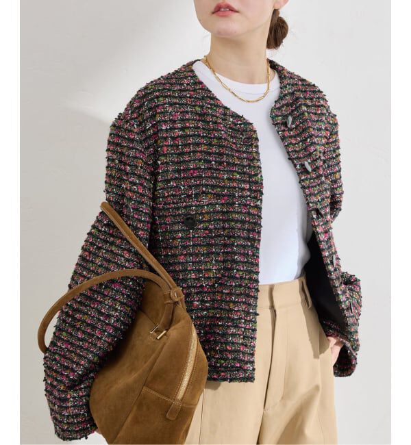 IENA「ファンシーツイードジャケット」|ノーカラージャケット|