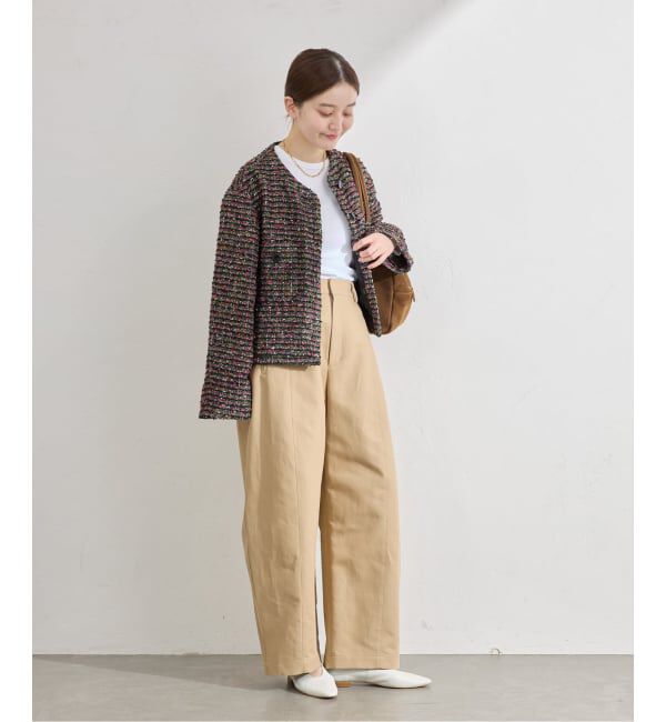 IENA「ファンシーツイードジャケット」|ノーカラージャケット|